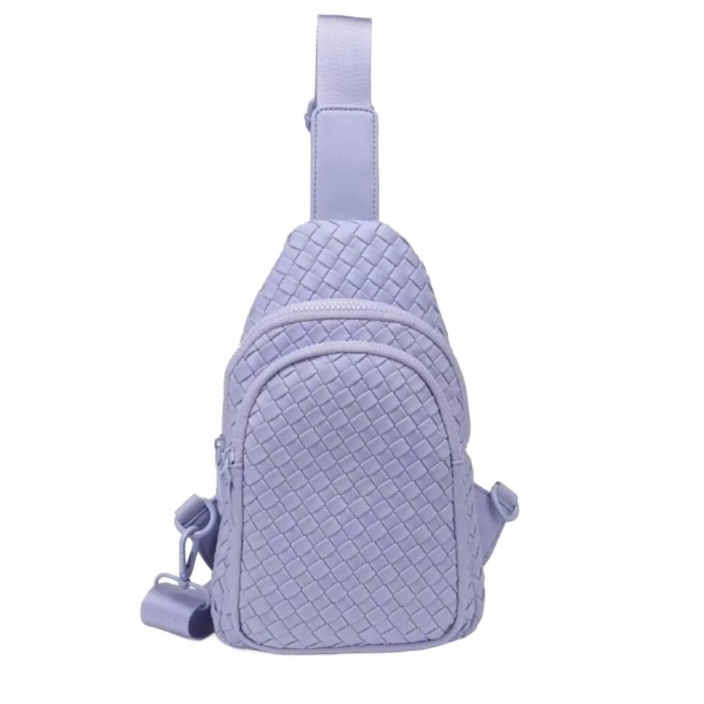 NEW SOL AND SELENE women's beyond the horizon woven neoprene sling backpack in l
